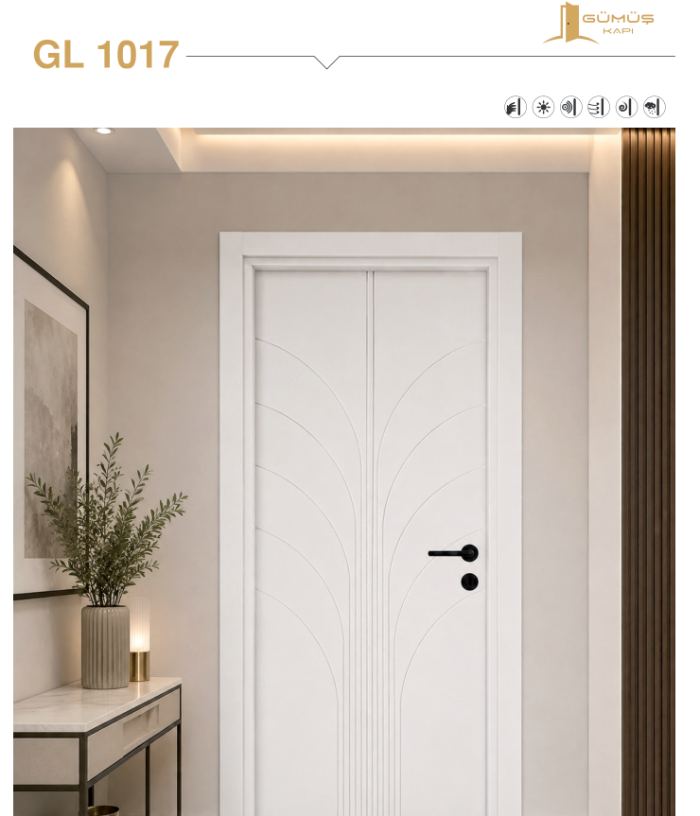 GL 1017 botanik desen lake kapı, modern iç mekânda